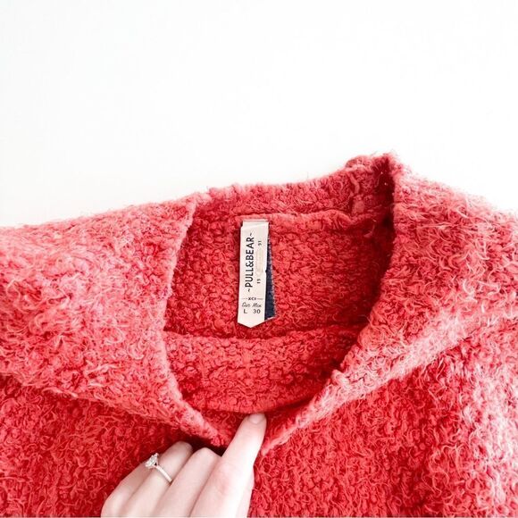 Pull&Bear Original Sweater Red Fuzzy Pullover Women's EU L - Picture 3 of 7